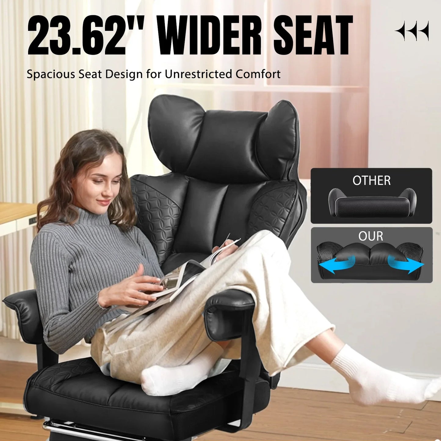 Ergonomic Leather Gaming Chair High Back Office Chair with Footrest