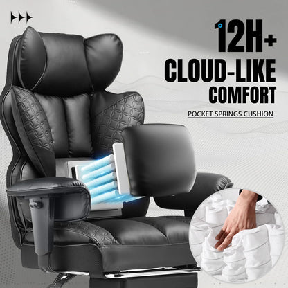 Ergonomic Leather Gaming Chair High Back Office Chair with Footrest
