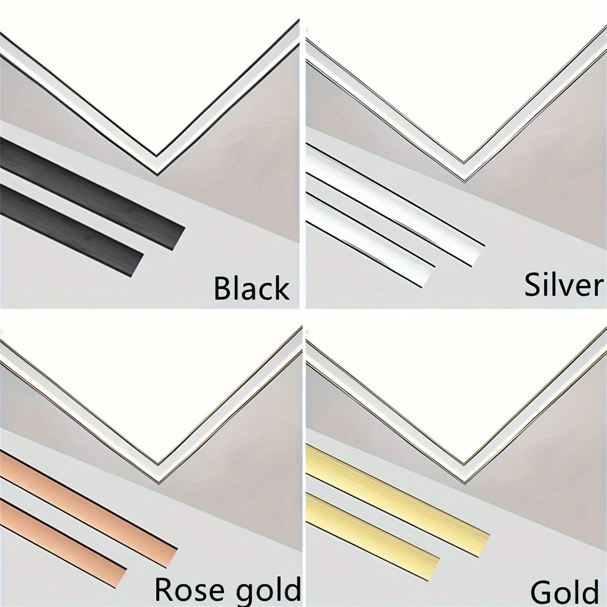 1 ruban autocollant PVC 5 m 1,1 cm pour décoration de carreaux - Bande adhésive étanche pour cadres de décoration murale