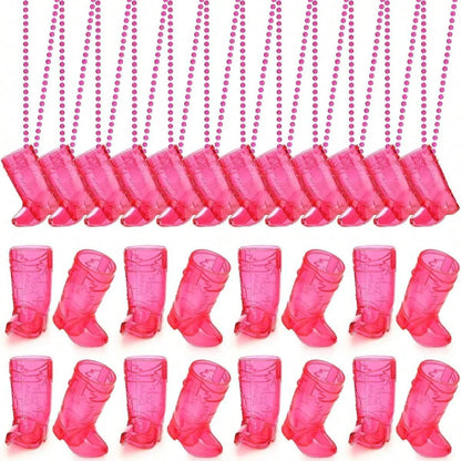 Cowboy Boot Shot Glasses on Beaded Necklace Plastic Cowgirl Shot Glass Cup Necklace Bride and Groom Supply for Bachelorette