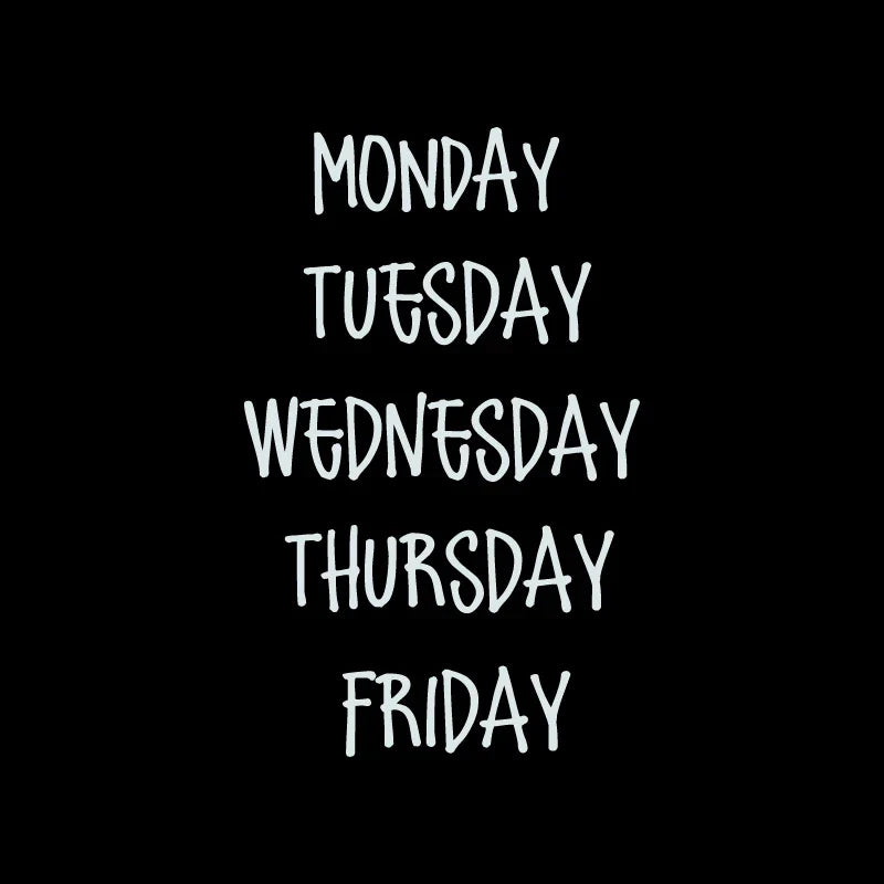 Days of the Week Labels | Personalized Vinyl Decals for Drawer and Storage Organization
