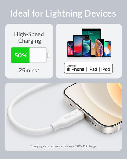 Anker <b>641</b> Cable USB-C a Lightning (Flow, 0.9 m de silicona)