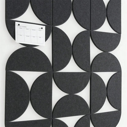 Kit de 12 Panneaux Muraux Décoratifs en Feutre, Carreaux Muraux Semi-Circulaires en Feutre pour la Décoration Intérieure, Dalles en Feutre Auto-Adhésives