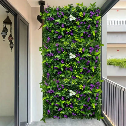 1pc Hanging Plant Wall Panel Plastic Green Plants With Flowers For Indoor Outdoor Courtyard Cafes Home Offices Garden Decor