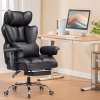 Ergonomic Leather Gaming Chair High Back Office Chair with Footrest
