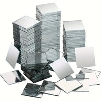 50pcs Mini Square Silver 3cm Glass Mirror Tiles Small True Glass Mosaic for DIY Crafts Art Supplies, Home Wall Door Decor