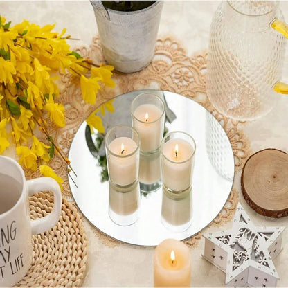 10 miroirs ronds en acrylique pour centres de table, miroirs circulaires, bougeoirs, pour décorations de table de mariage, plateau miroir rond