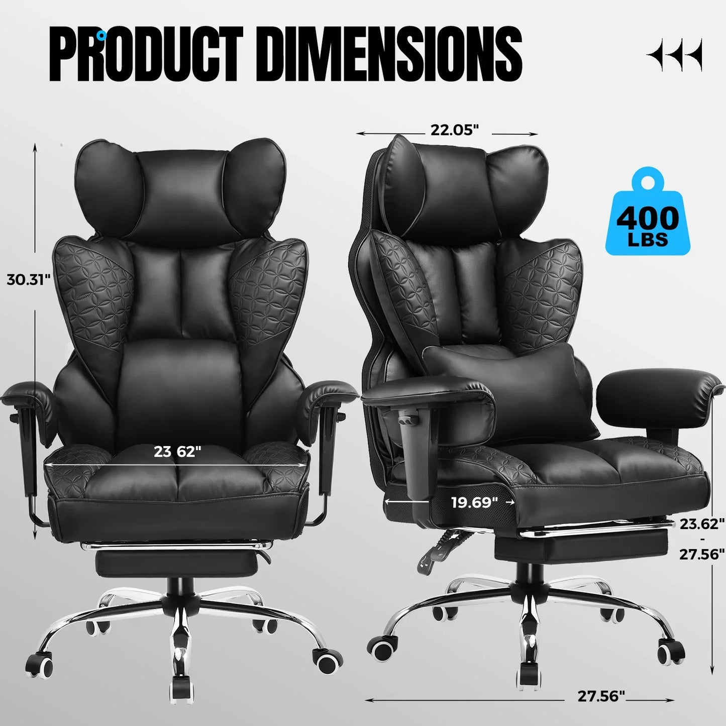 Ergonomic Leather Gaming Chair High Back Office Chair with Footrest