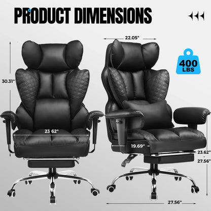 Ergonomic Leather Gaming Chair High Back Office Chair with Footrest