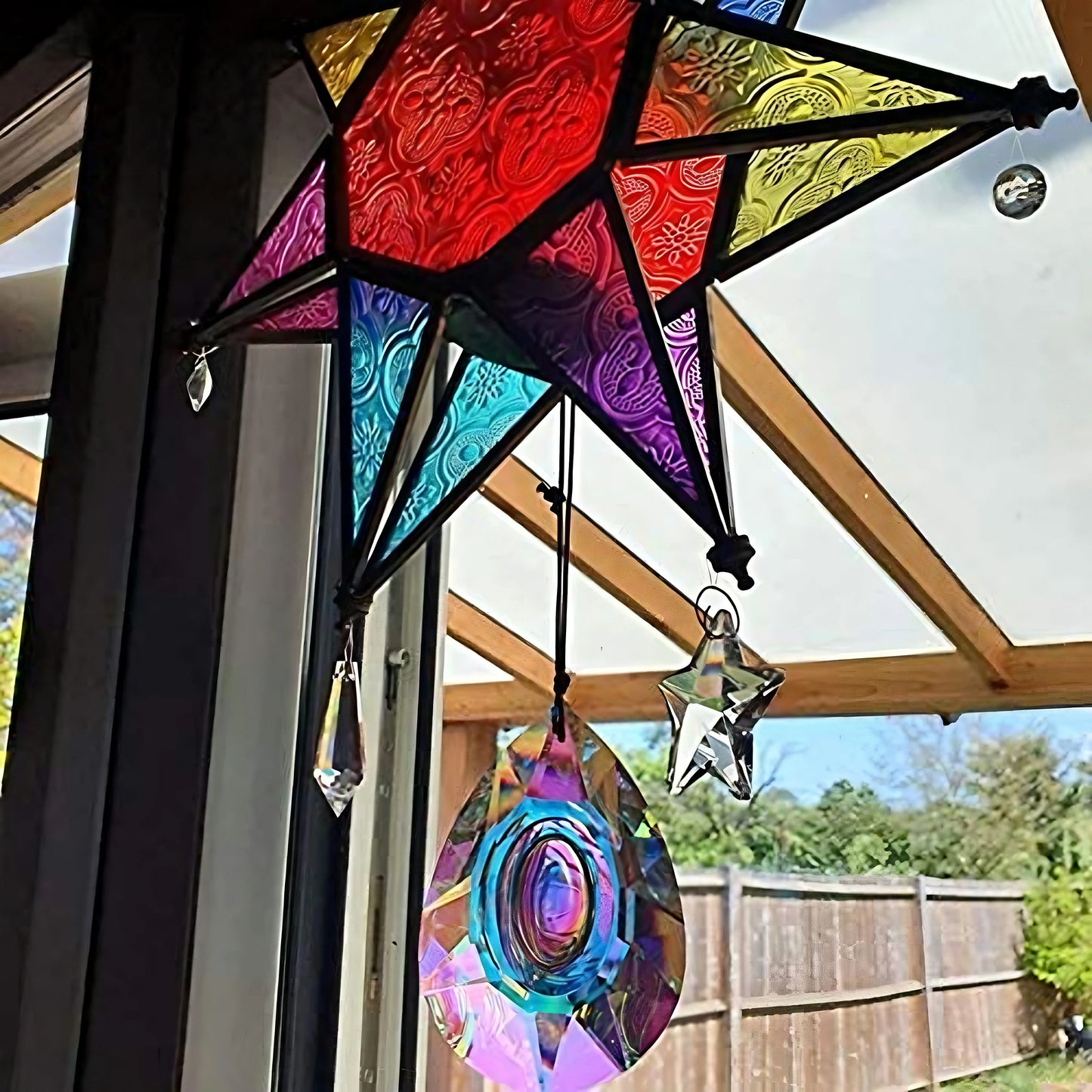 Grand pendentif prisme arc-en-ciel en cristal, attrape-soleil, décoration suspendue avec réfraction de la lumière, décoration de mariage, de maison, de fête
