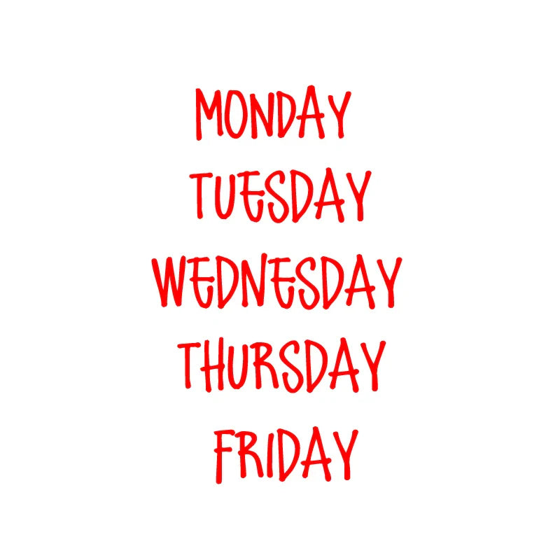 Days of the Week Labels | Personalized Vinyl Decals for Drawer and Storage Organization