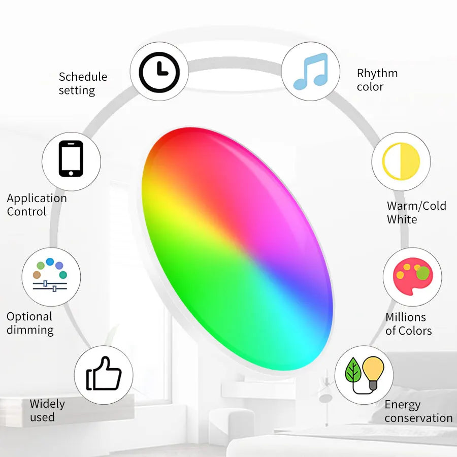 Smart WiFi RGB Ceiling Light 24W App Control Alexa Google Home Bedroom Lamp