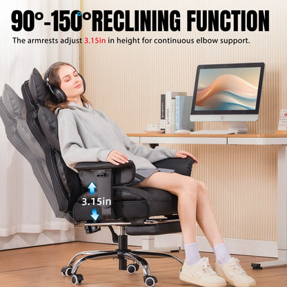 Ergonomic Leather Gaming Chair High Back Office Chair with Footrest