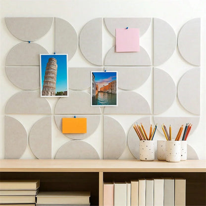 Kit de 12 Panneaux Muraux Décoratifs en Feutre, Carreaux Muraux Semi-Circulaires en Feutre pour la Décoration Intérieure, Dalles en Feutre Auto-Adhésives