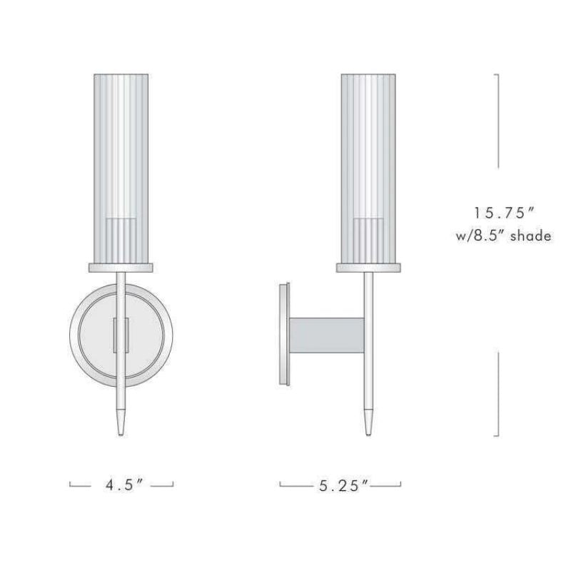 Solid Brass Wall Sconce with Glass Shade E26 15.7" Lamp