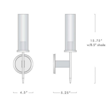 Solid Brass Wall Sconce with Glass Shade E26 15.7" Lamp