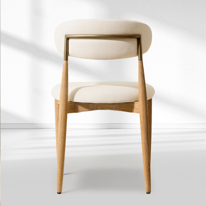 Vegan Leather Dining Chair with Oak Frame & Steel Legs 30.5" H
