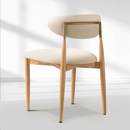 Vegan Leather Dining Chair with Oak Frame & Steel Legs 30.5" H