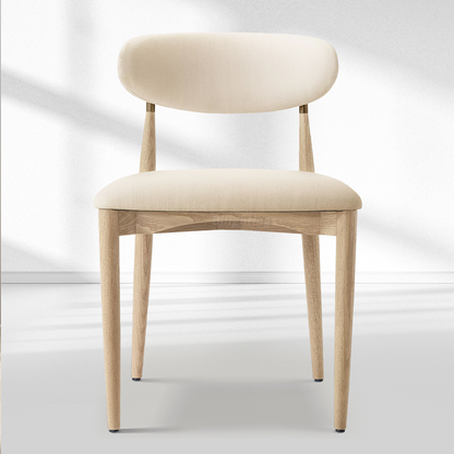 Vegan Leather Dining Chair with Oak Frame & Steel Legs 30.5" H