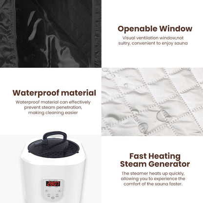 Blisspod Portable Personal Full Body 60 Min Rapid Steam Sauna | Pentagonal | Grey | Powerful 1600 Watts | 3.6L Stronger Steamer | 90X90X190cm