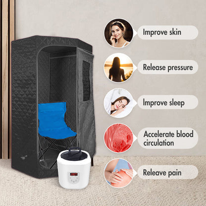 Blisspod Portable Personal Full Body 60 Min Rapid Steam Sauna | Pentagonal | Grey | Powerful 1600 Watts | 3.6L Stronger Steamer | 90X90X190cm