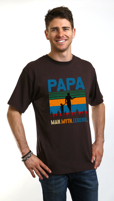 T-shirt graphique Papa Man, mythe, légende en bambou-viscose/coton bio à manches courtes pour homme