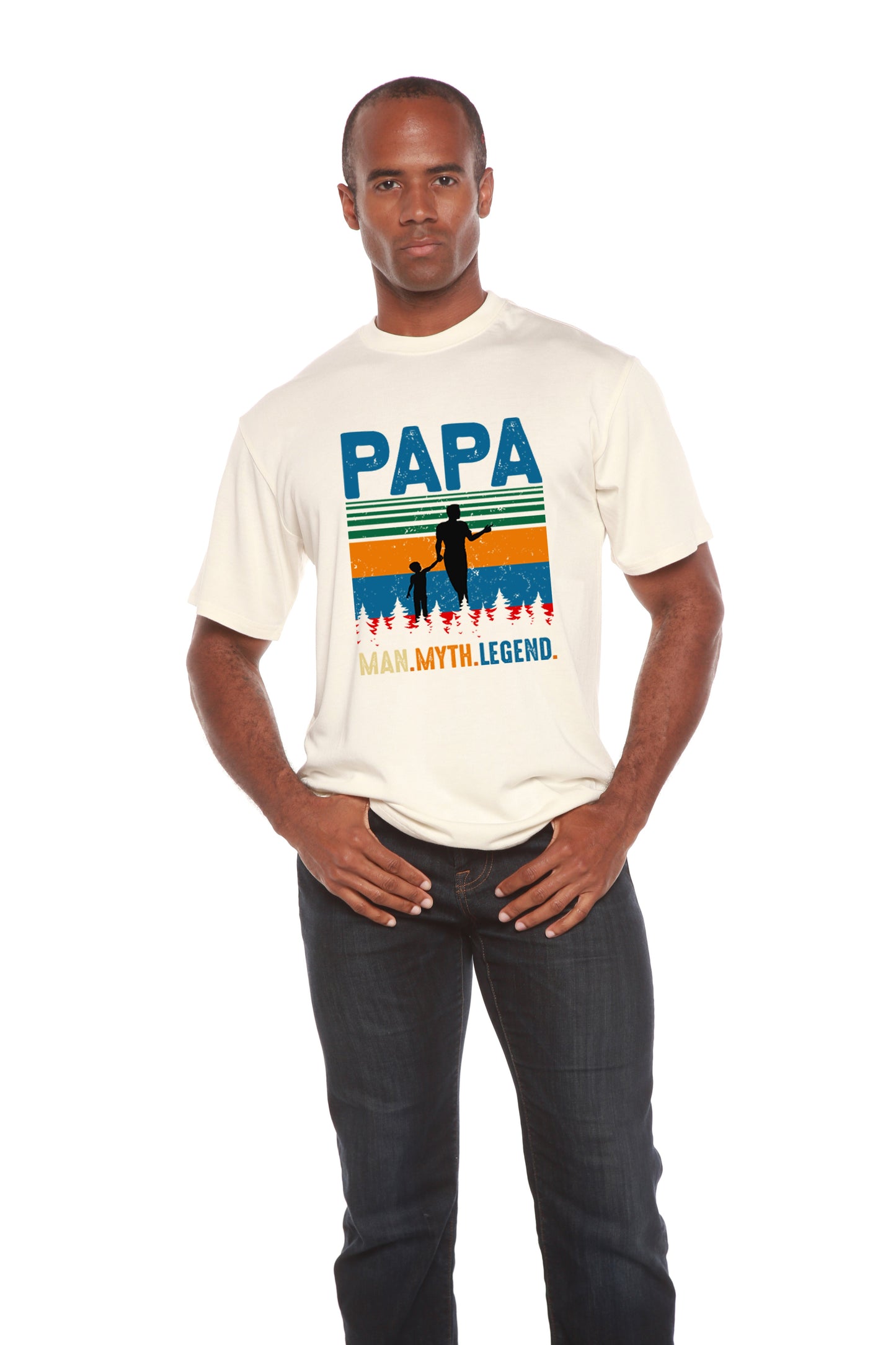 T-shirt graphique Papa Man, mythe, légende en bambou-viscose/coton bio à manches courtes pour homme