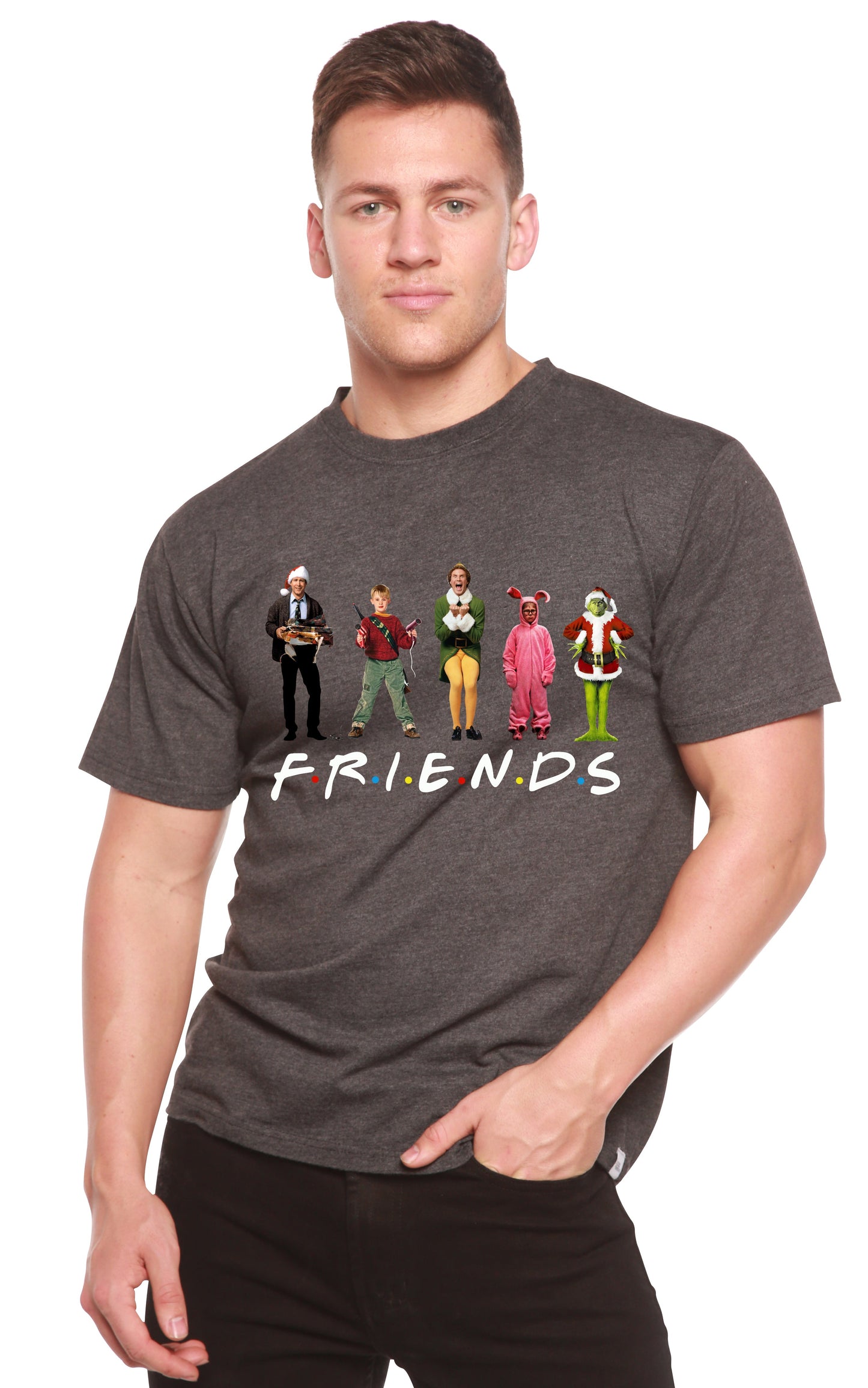 T-shirt en bambou imprimé pour hommes - Films de Noël drôles
