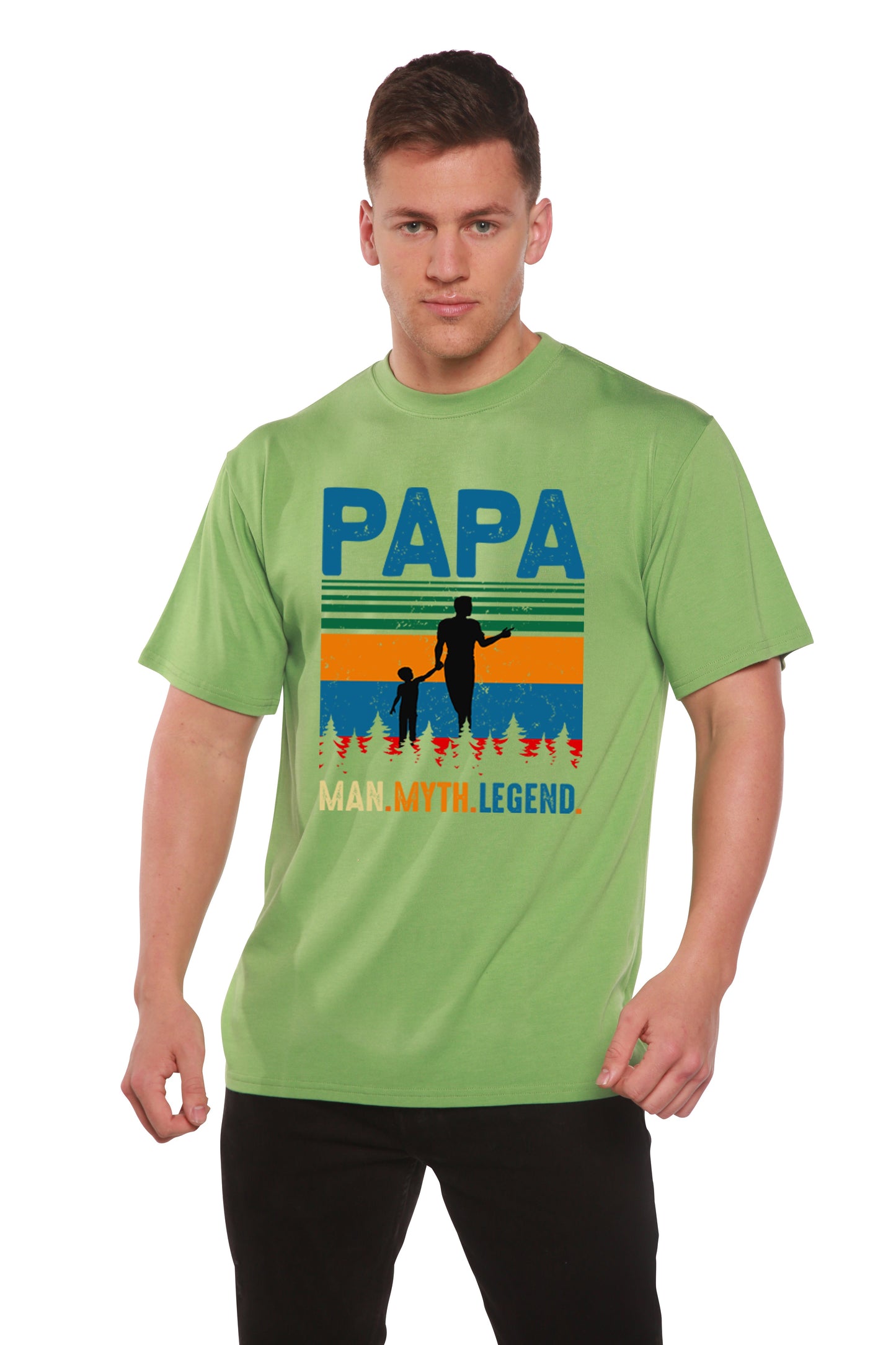 T-shirt graphique Papa Man, mythe, légende en bambou-viscose/coton bio à manches courtes pour homme