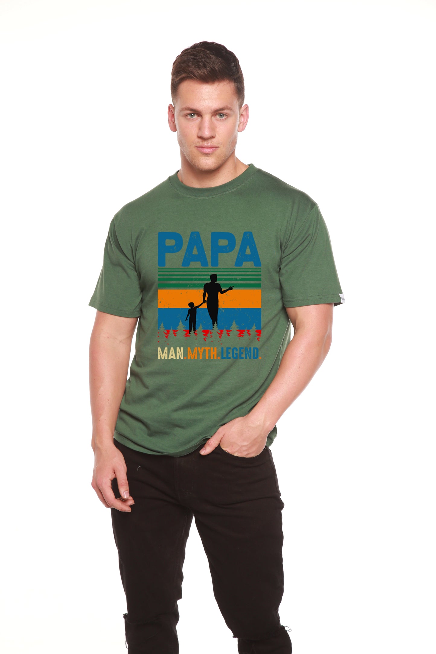 T-shirt graphique Papa Man, mythe, légende en bambou-viscose/coton bio à manches courtes pour homme