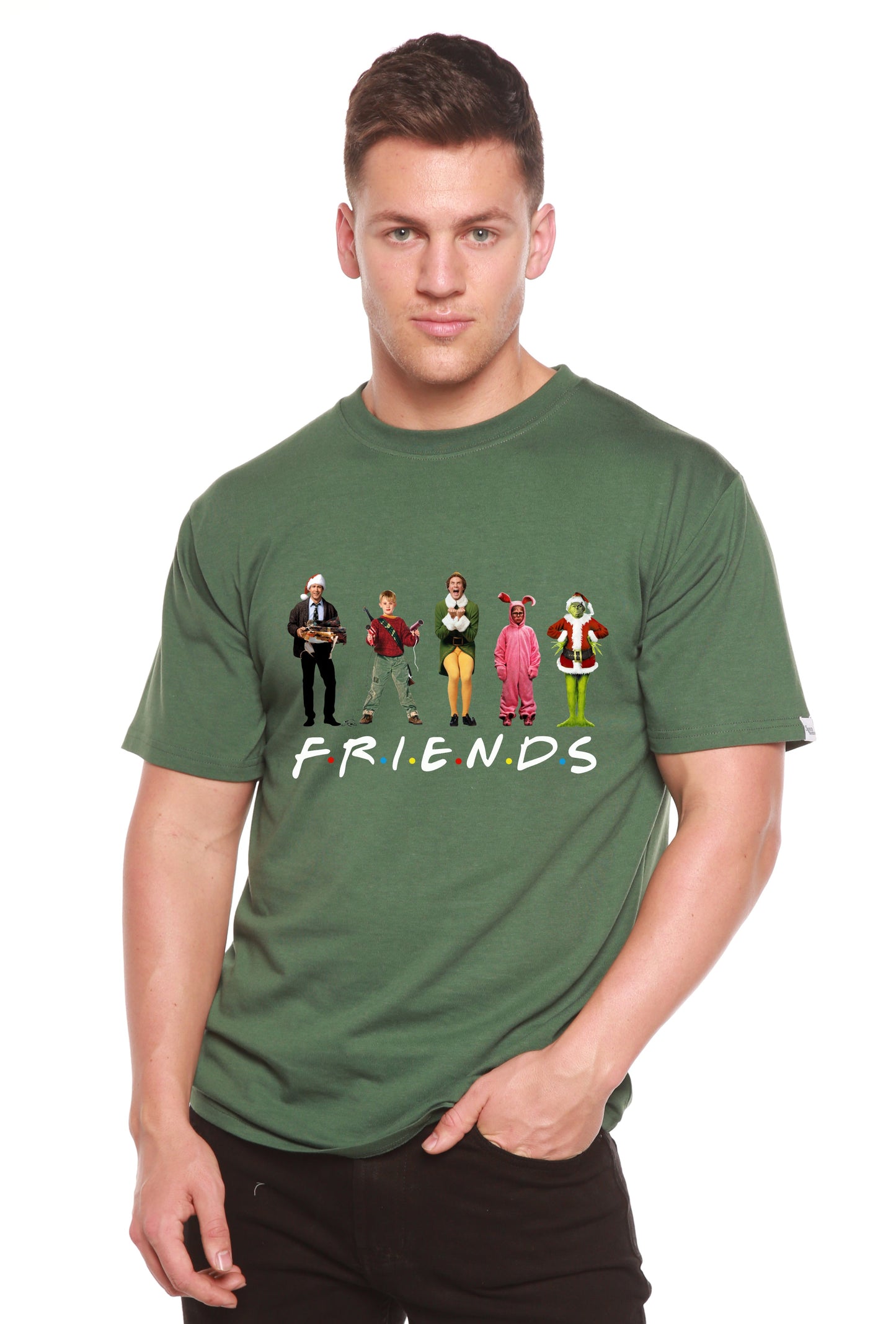 T-shirt en bambou imprimé pour hommes - Films de Noël drôles