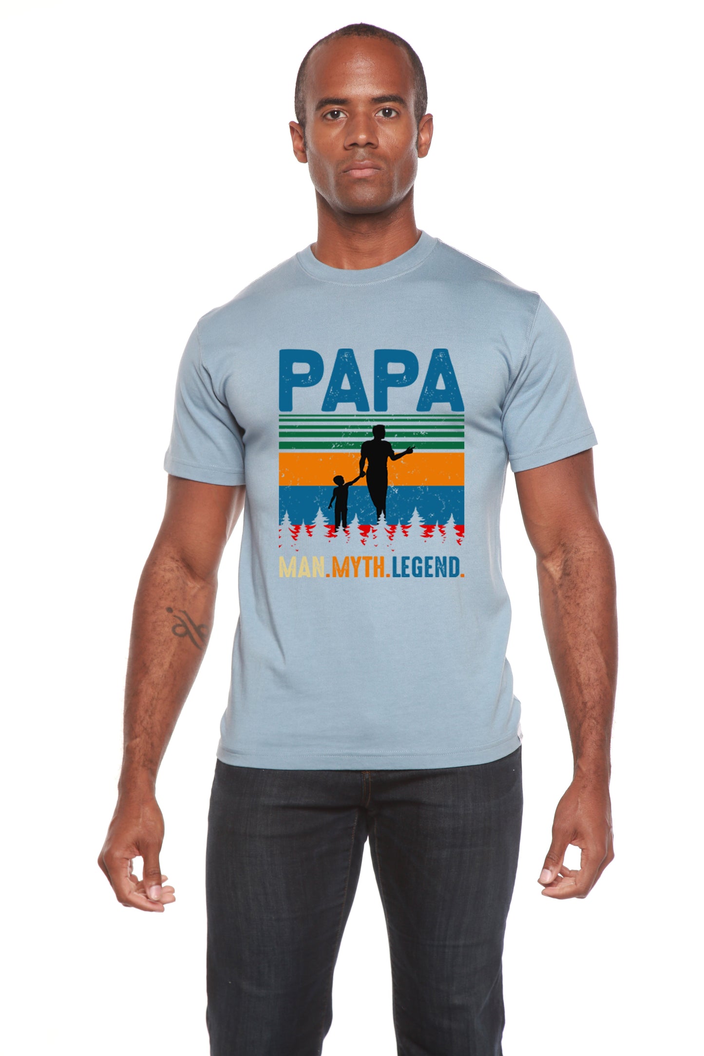 T-shirt graphique Papa Man, mythe, légende en bambou-viscose/coton bio à manches courtes pour homme
