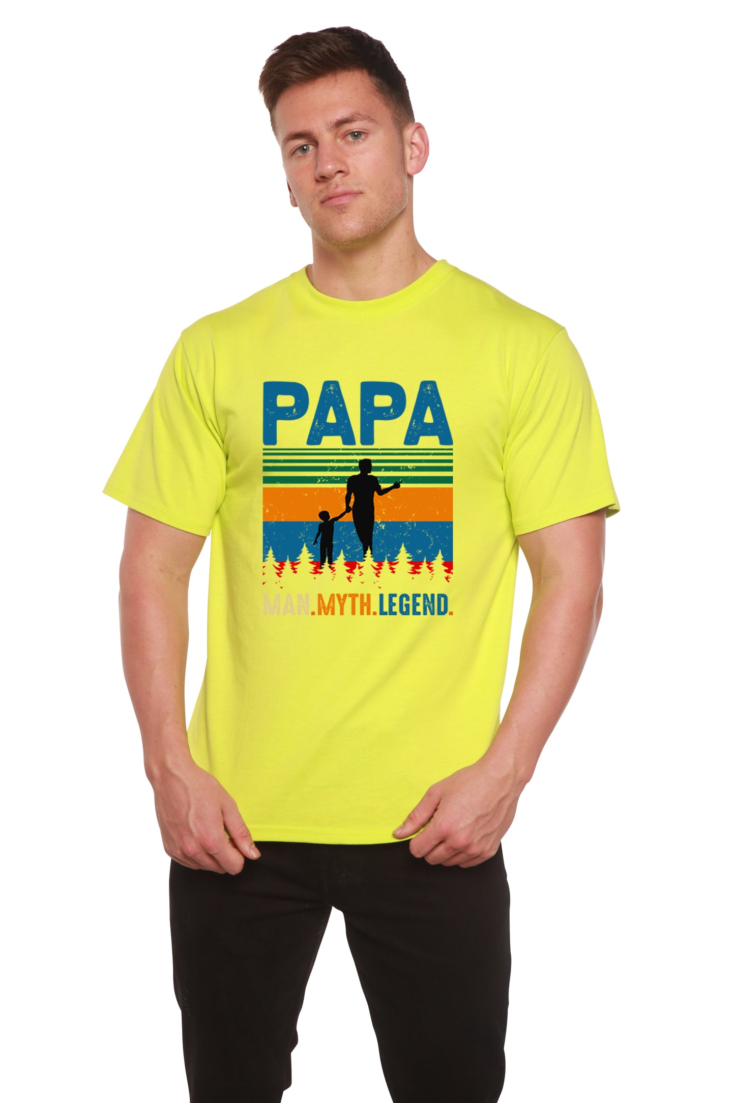 T-shirt graphique Papa Man, mythe, légende en bambou-viscose/coton bio à manches courtes pour homme