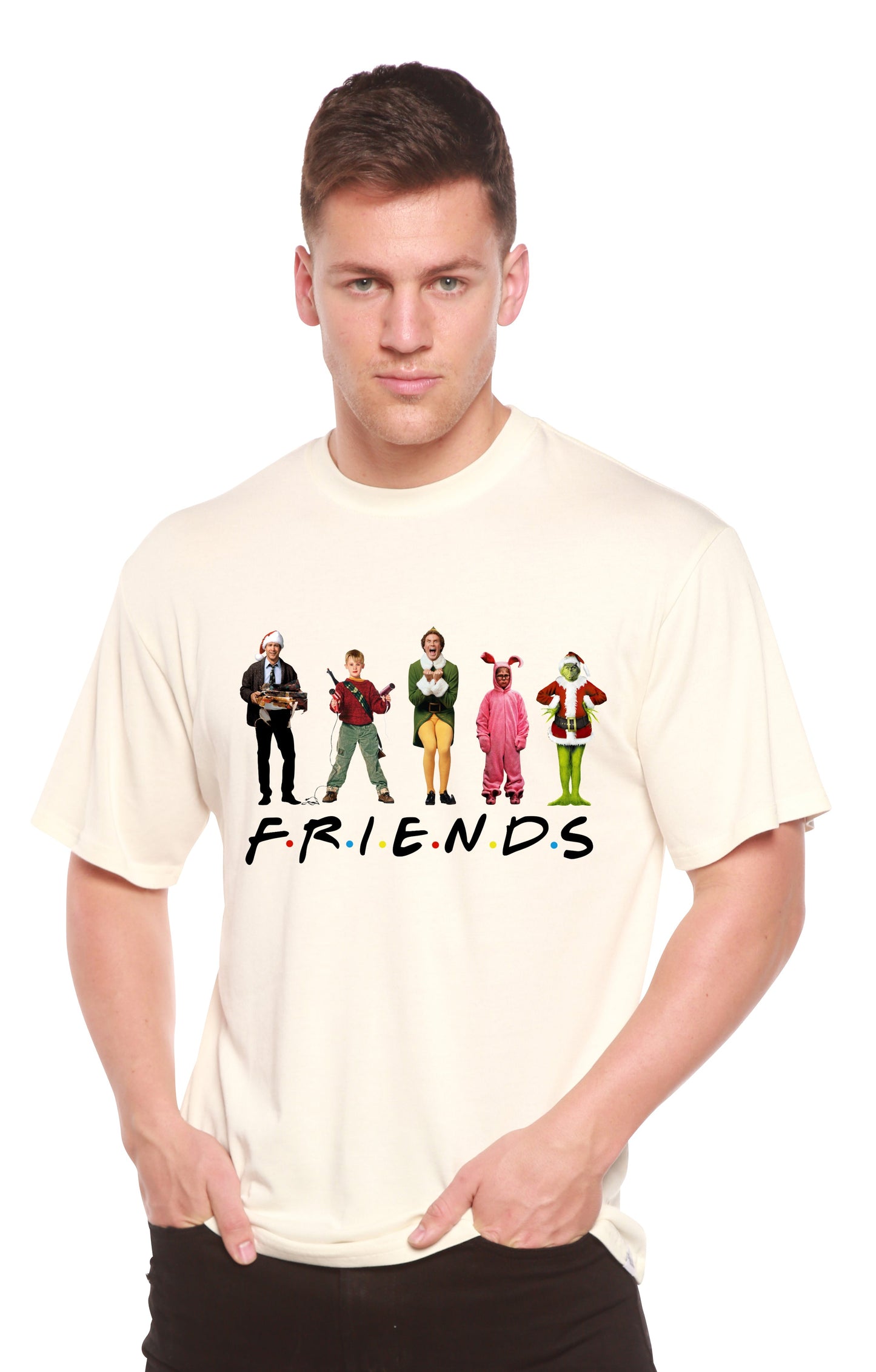 T-shirt en bambou imprimé pour hommes - Films de Noël drôles