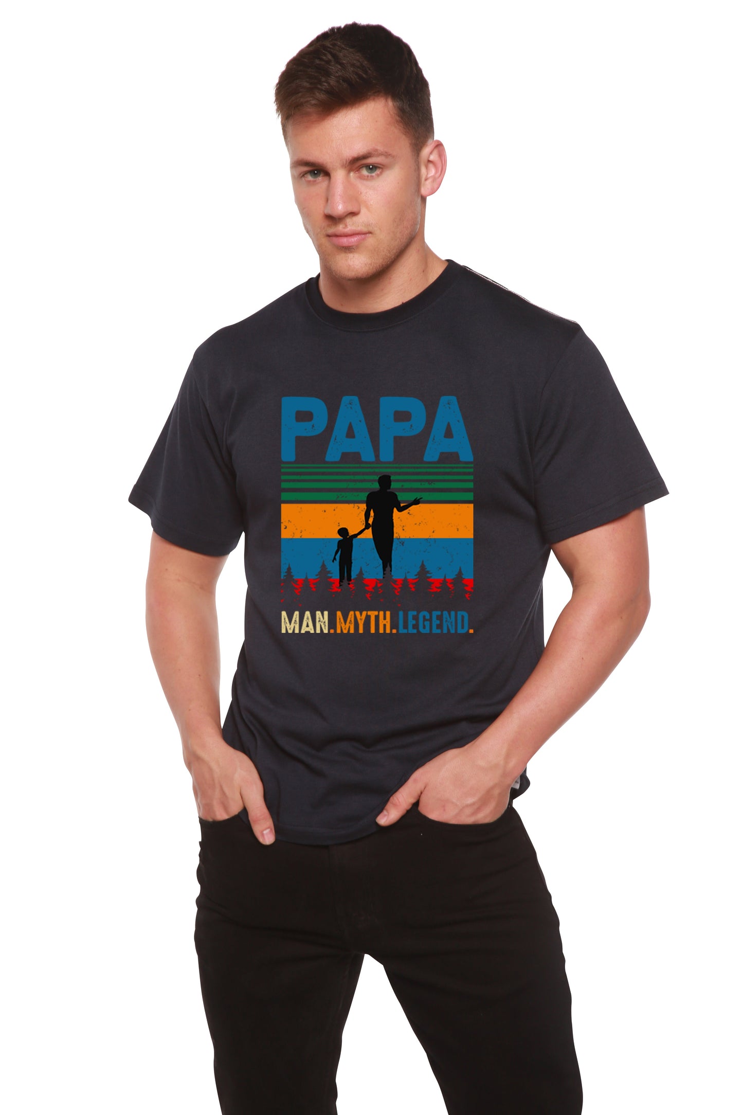 T-shirt graphique Papa Man, mythe, légende en bambou-viscose/coton bio à manches courtes pour homme