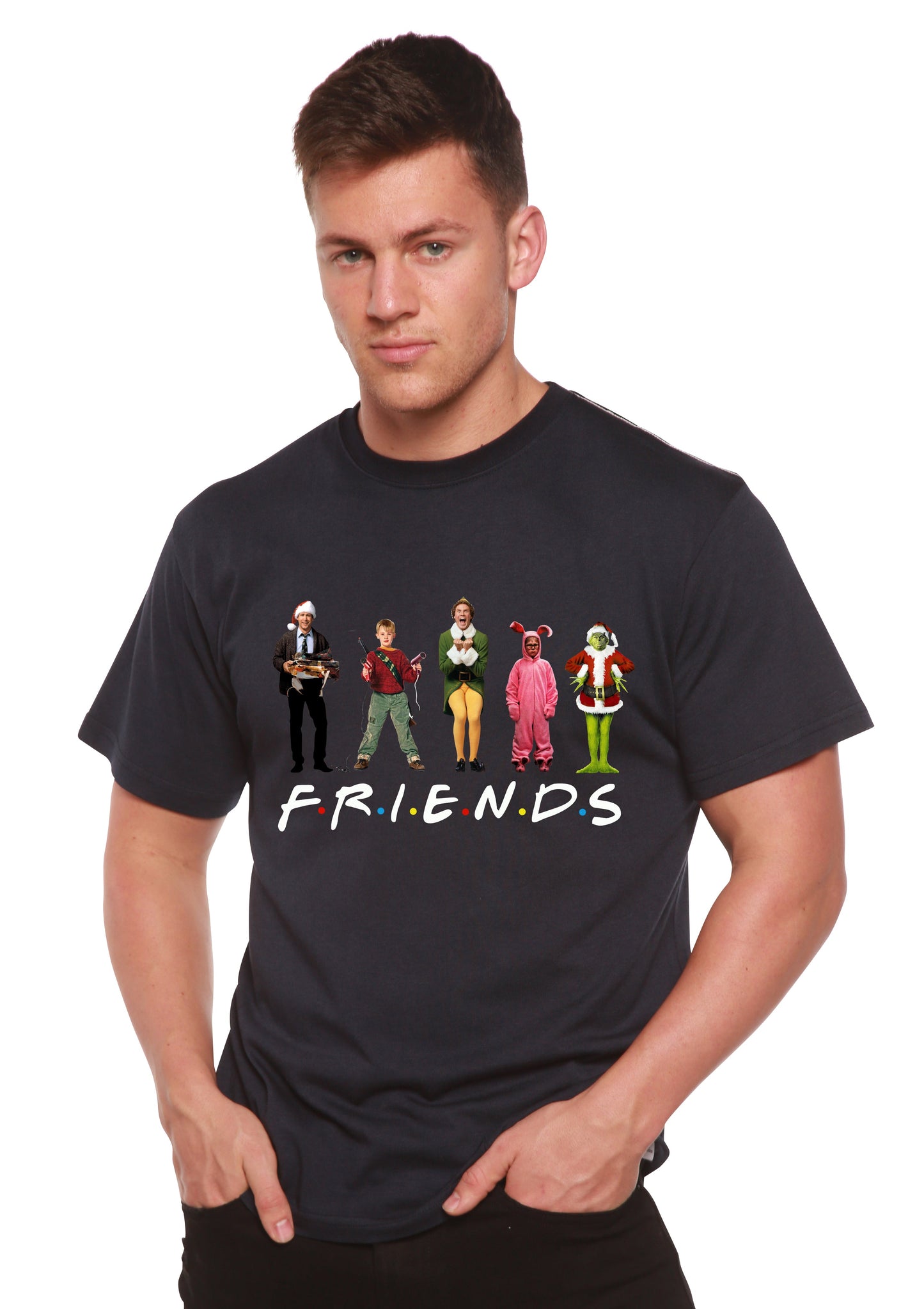 T-shirt en bambou imprimé pour hommes - Films de Noël drôles