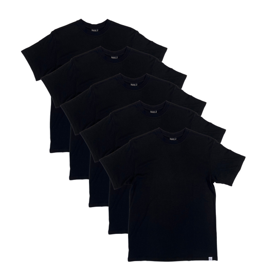 T-shirt homme en viscose de bambou/coton biologique à manches courtes Noir - Lot de 5