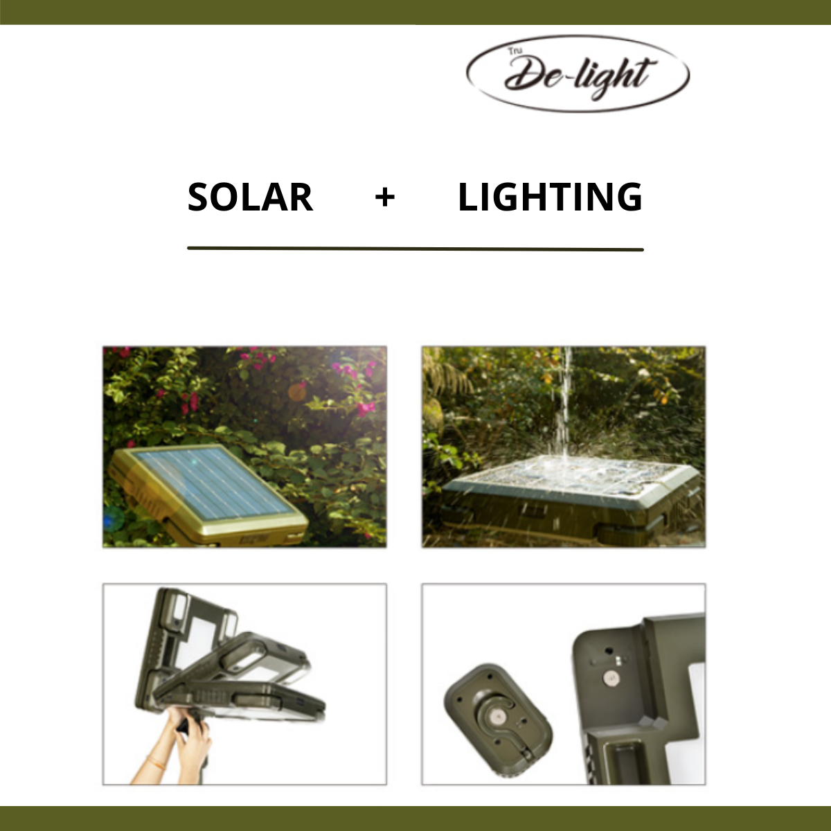 TRU De-LIGHT WHITENIGHT Multipurpose Solar/AC/DC Light – Garden & Camping with Tripod & Carry Bag