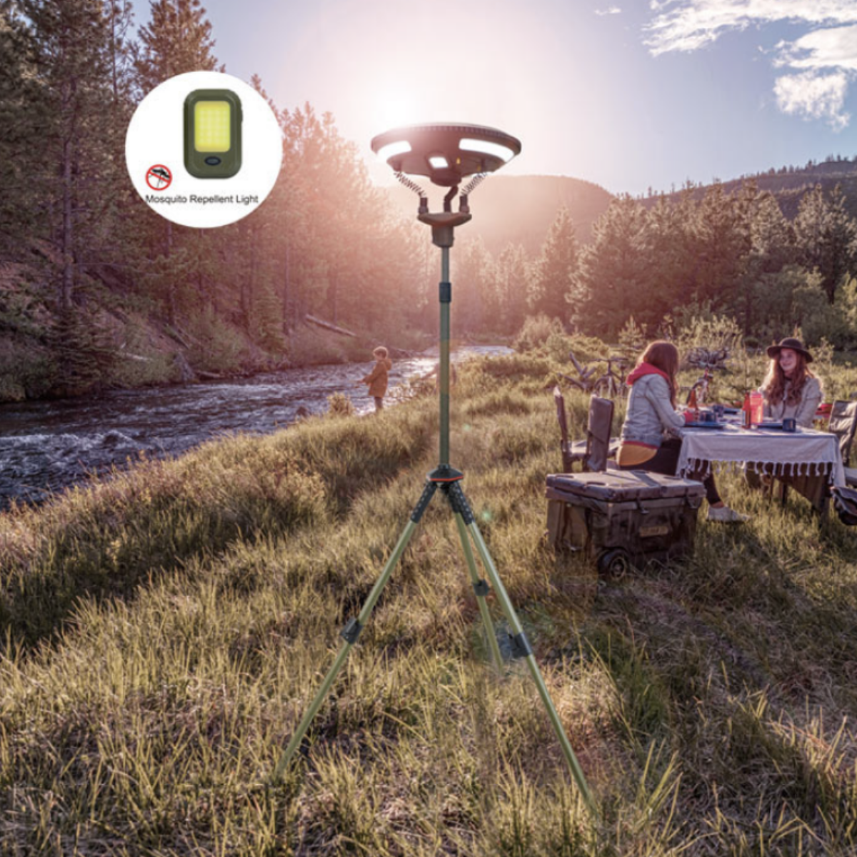 TRU De-LIGHT Multipurpose Solar LED Light with Bluetooth Speaker – Garden & Camping with Tripod & Carry Bag