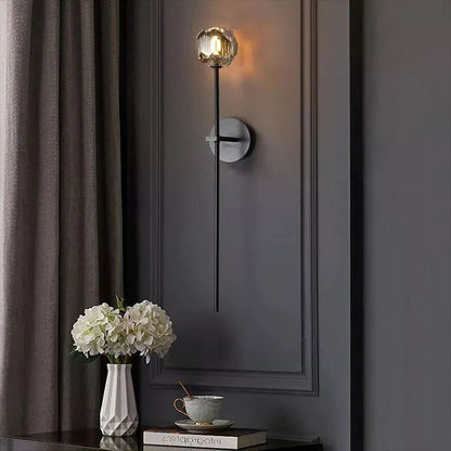 Aplique de pared de cristal de lujo para dormitorio con tocador de latón