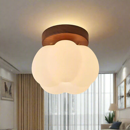 Pumpkin Flush Mount Ceiling Light Modern Round LED Ceiling Lamp