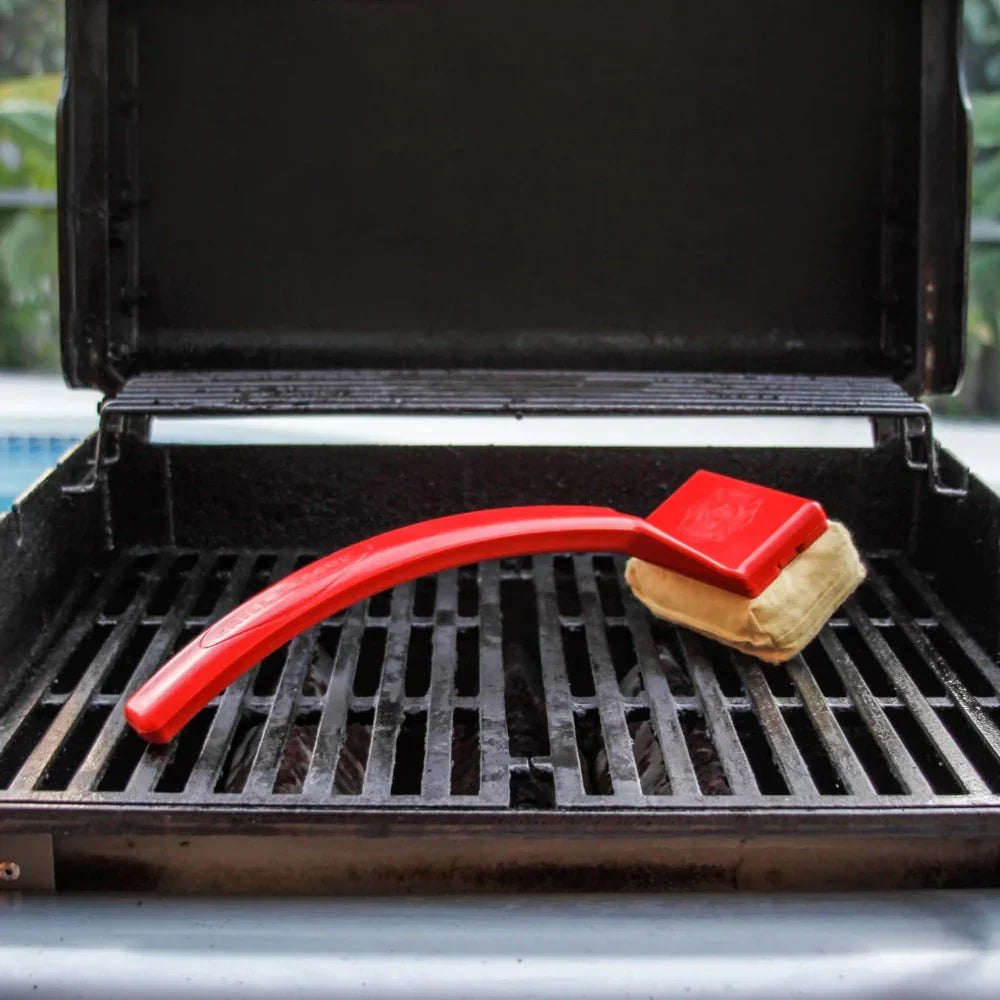 Bristle-Free Grill Steam Cleaner Brush with Long Handle