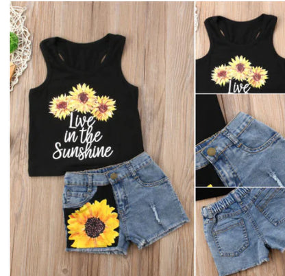 Kids Denim Vest and Shorts Set