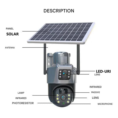 DualGuard Solar 4K Wireless Security Camera with Triple Lens & 10x Zoom