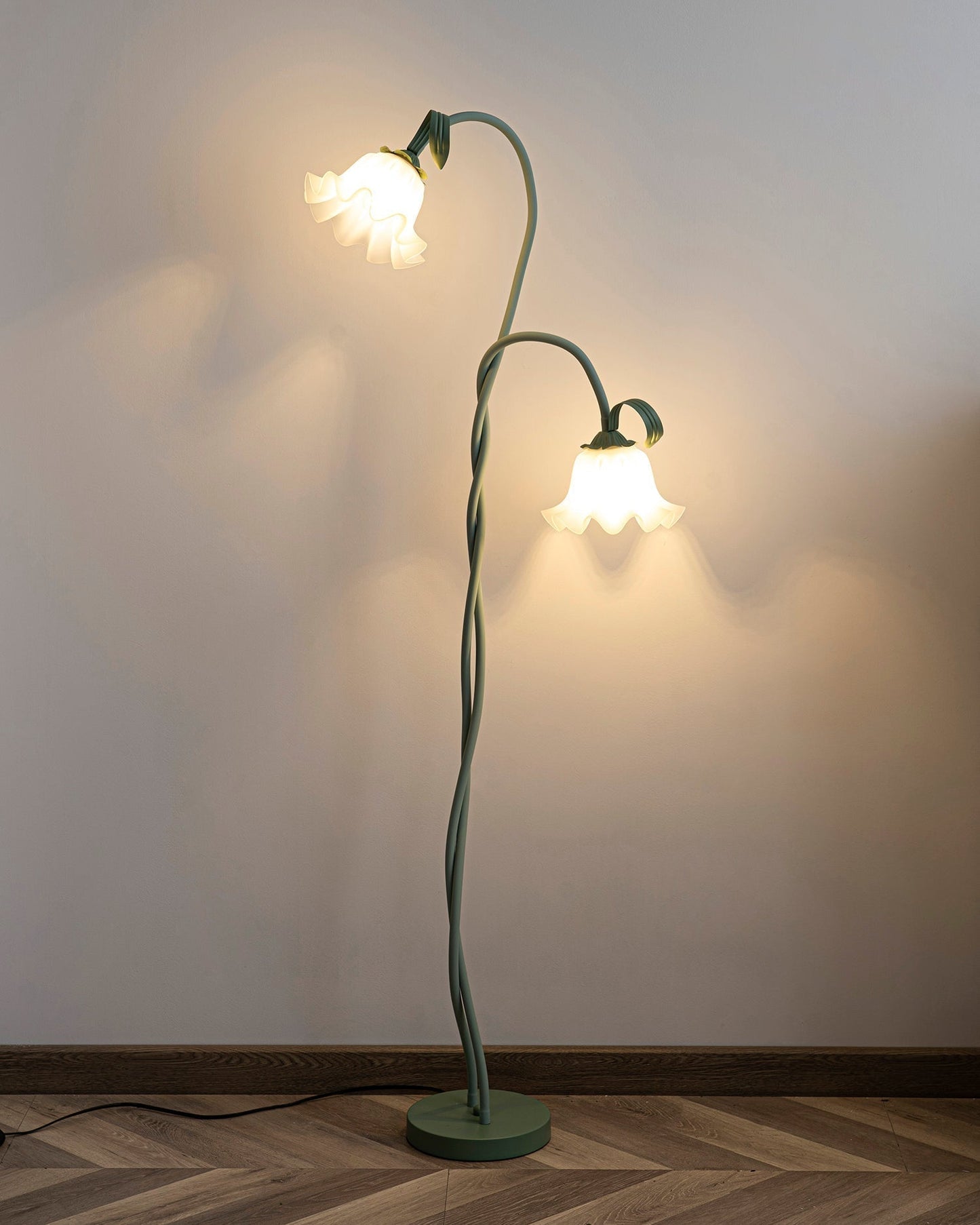 Calla Flower Floor Lamp Matte Green Floral Standing Light