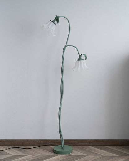 Calla Flower Floor Lamp Matte Green Floral Standing Light