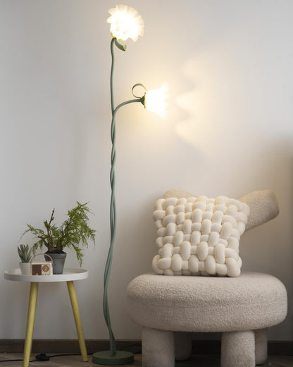 Calla Flower Floor Lamp Matte Green Floral Standing Light