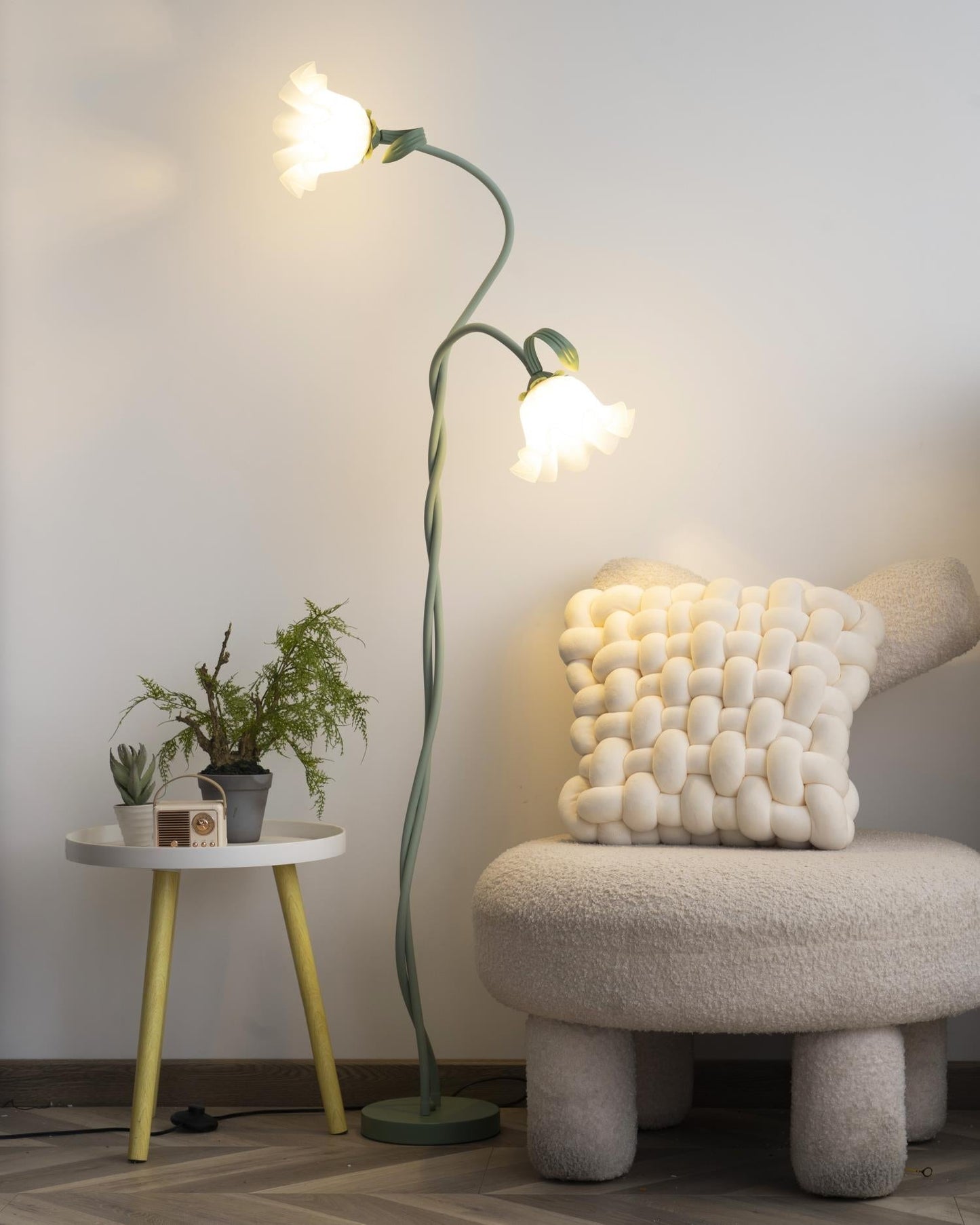 Calla Flower Floor Lamp Matte Green Floral Standing Light