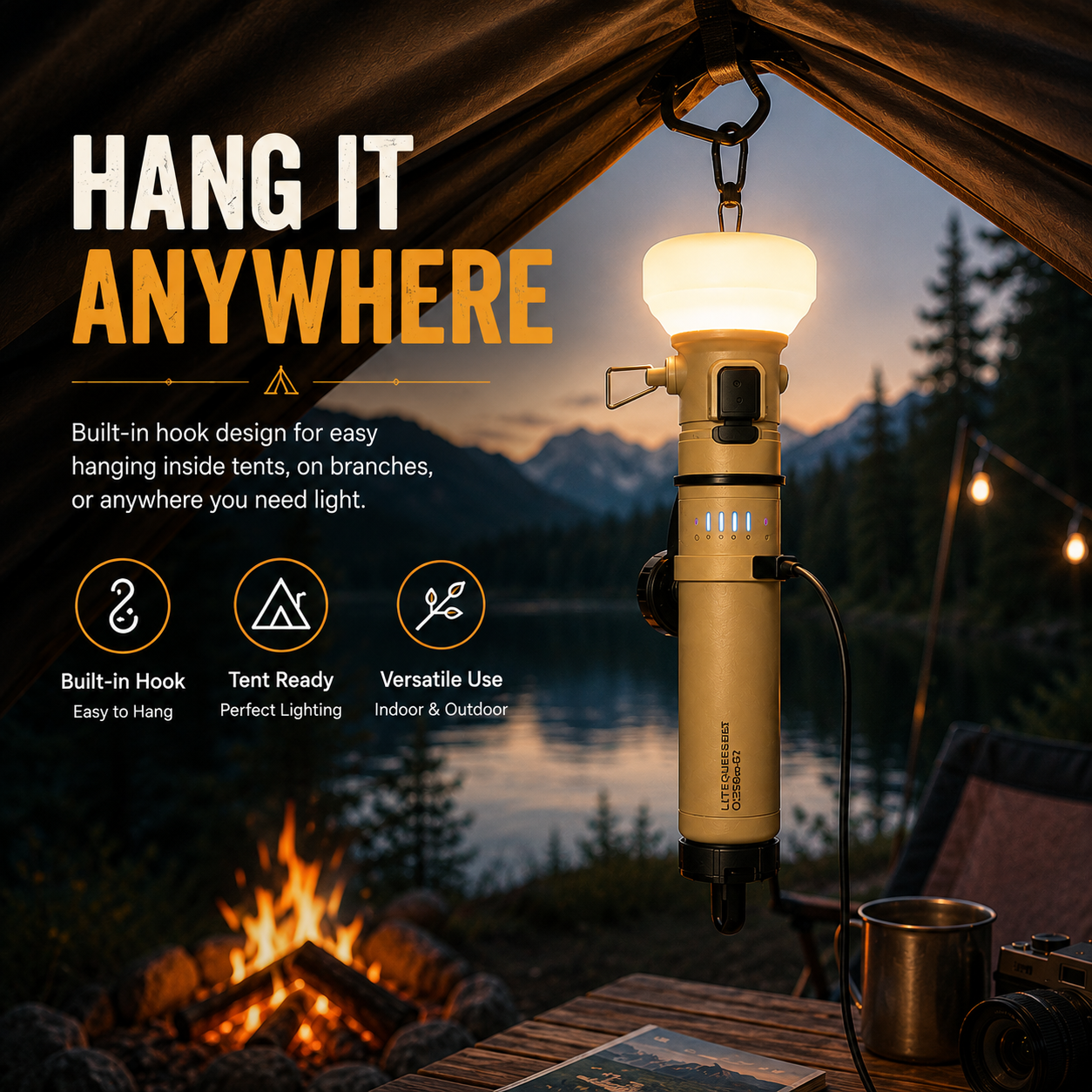 LITEGUEST 2-in-1 Camping Lantern & 5000mAh Power Bank