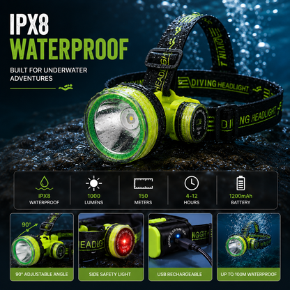 LITEGUEST Pro Submersible Diving Headlamp – IPX8 Rechargeable Underwater LED Headlamp